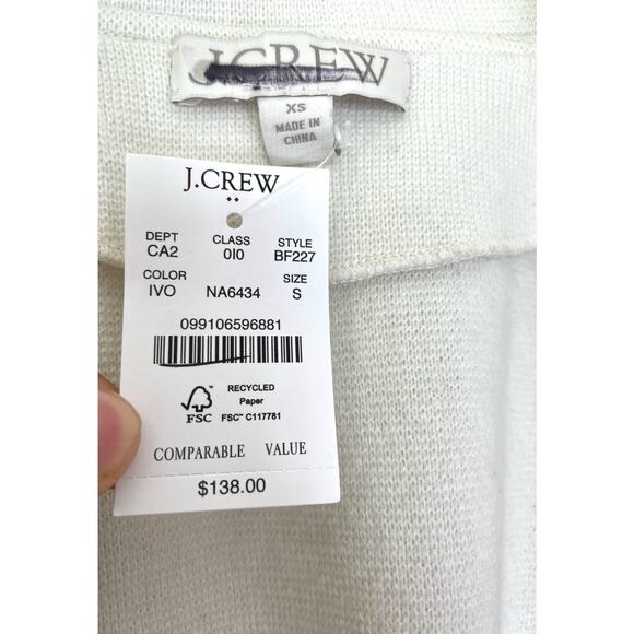 J. Crew Cecile Relaxed sweater-blazer Ivory Merino Wool Blend Size XS BF013 NWT - Picture 7 of 12